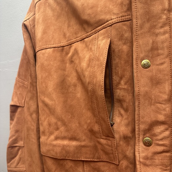 THE TERRITORY AHEAD 1990 Tan LEATHER Heavy Duty Mens L Ranch Field Zip Jacket - Picture 6 of 16